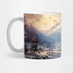 Oil Painting of a Mountain Cabin in Winter Mug